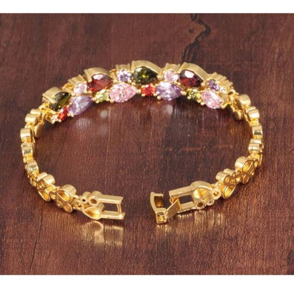 Gorgeous Cubic Zirconia Bracelet for Women Gold Plated Tennis  Bracelet (JKS950GOLD)