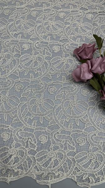 100% Polyester French Chantilly Lace Fabric For Garments Gowns Hollow-up White Color Wedding Dresses
