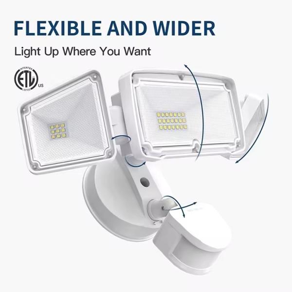 20w 28w 39w Garden 3 Head Led Security Lights Motion Sensor Outdoor Adjustable Led Flood Light Ip67 For Outdoor