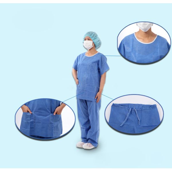Blue SMS  70gsm Disposable Scrub Shirts And Pants
