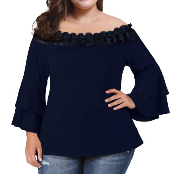 Factory wholesale plus size clothing women lace blouse