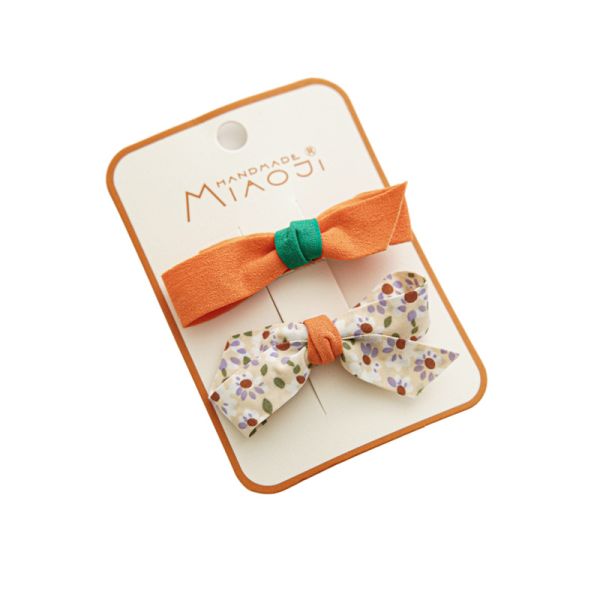 ins DIY girls accessories sweet floral fabric irregular bow duck mouth clip cute girl candy hair clip