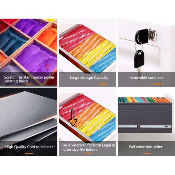 Современные красочные 4 картотеки Локабле металла ящиков вертикальных для файла смертной казни через повешение законного размера