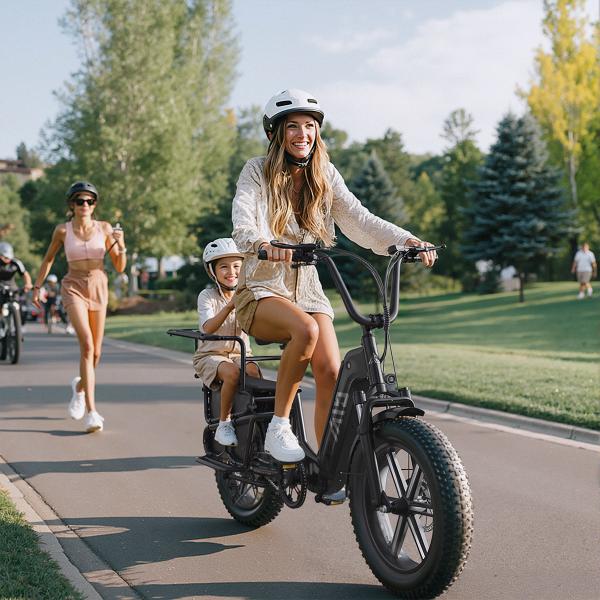 Family Electric Long Tail Cargo Bike for Kids, Pets, Large Capacity, Foldable, Urban Commute  Transport, Pedal Assist