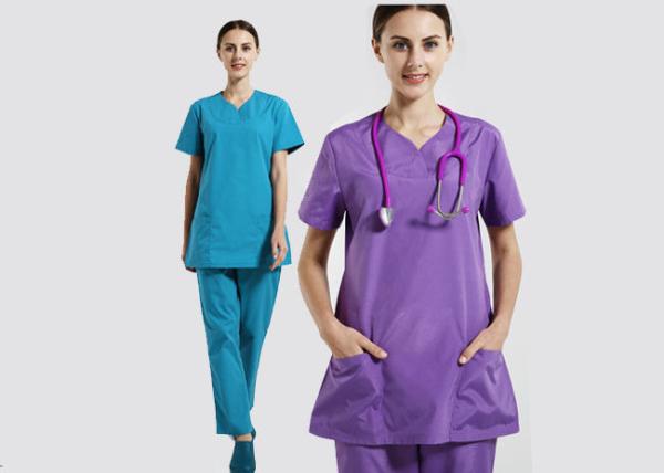 Hospital Female Scrubs Medical Uniforms , Ventilate Cotton Pretty Scrubs For Nurses