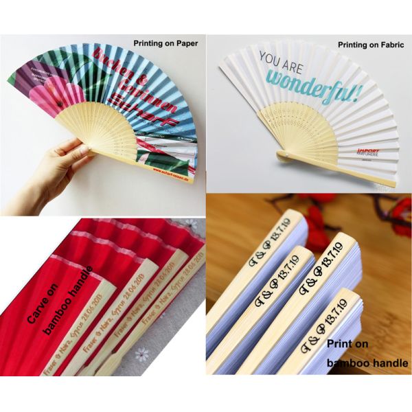 Custom Printed Silk Hand Fans Folding Bamboo Hand Fan for Weddings Favor