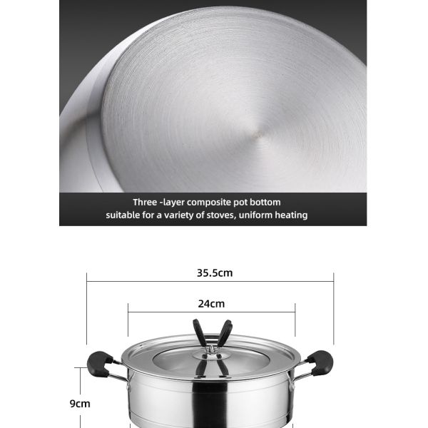 Amazon Multifunctional Kitchen Cookware Silver Cooking Pot Set Stainless Steel Pans And Pots Set With Lid