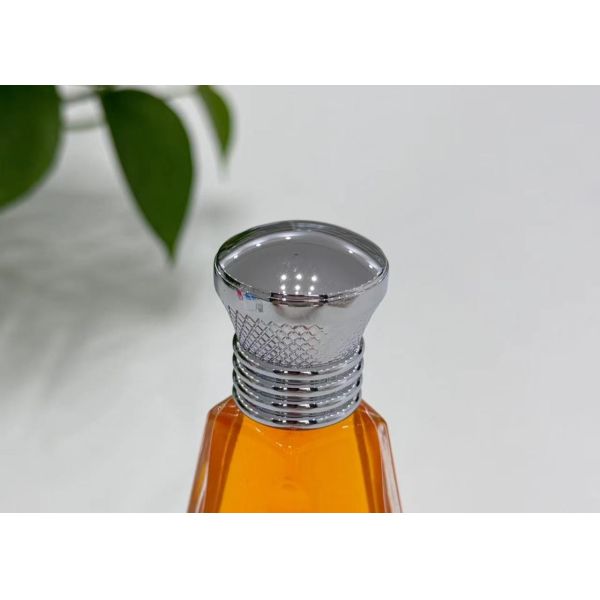 Modern Geometric Chrome Zamak Perfume Cap