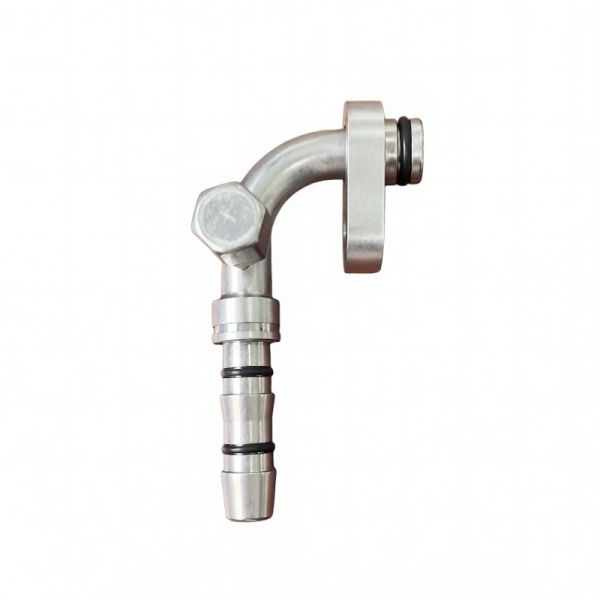 JM Eco-Friendly Flange 5-Point 90° Elbow Tube Fitting with Side Service Valve | Refrigeration Hose Connector
