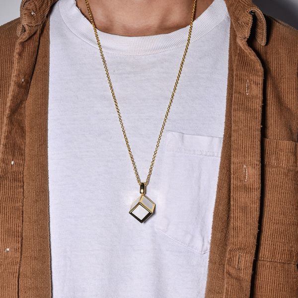 Custom Photo Necklace Gold Silver Sublimation Dice Pendant Necklace