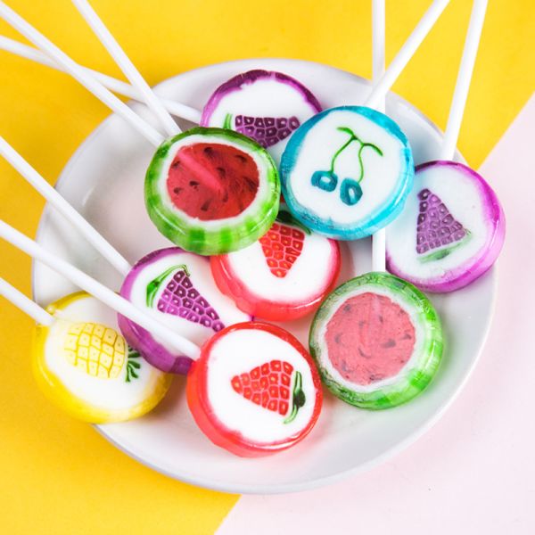 Assorted Fruit Flavor Hard Stick Candy Wholesale High Quality Sliced Lollipop Candy