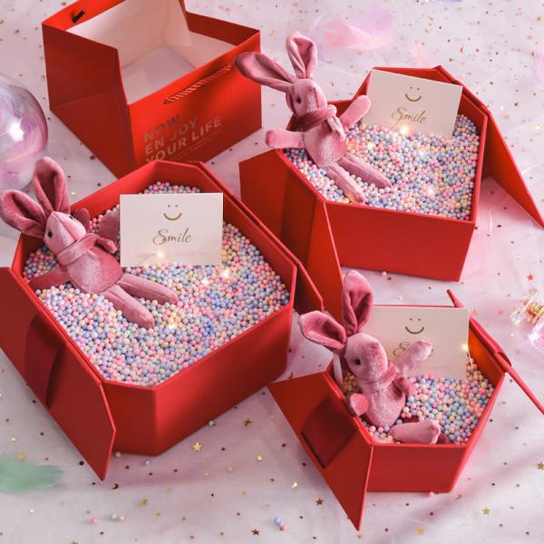 Luxury Octagonal Gift Box Set Premium Hexagonal Packaging Satin Ribbon Bows Cosmetic Gift Ready