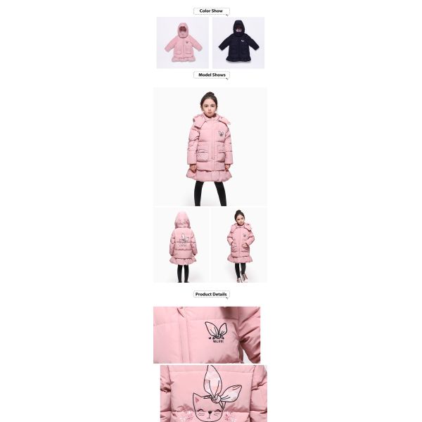Wholesale Children'S Boutique 12M - 4T Pink Warm Down Outerwear Hooded Kids Clothes Winter Long Winter Coats Kids Girls