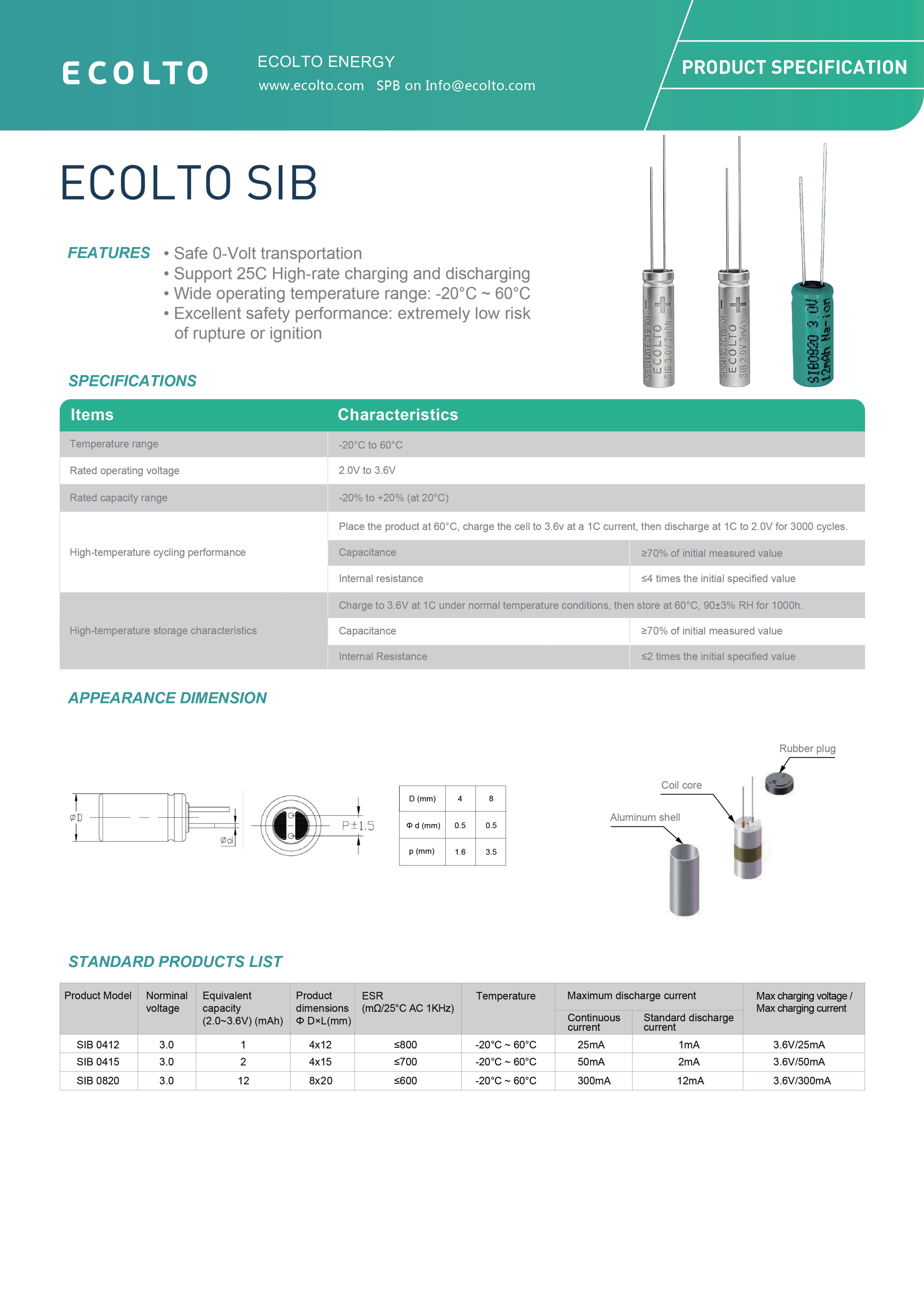 ECOLTO SIB Hybrid Sodium-Ion Battery