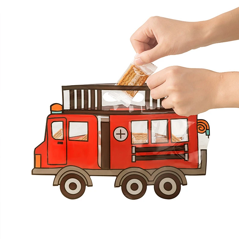 CMYK 4 Color Offest Printed School-Shaped Standing Bag for Children's Gift Candy Packaging