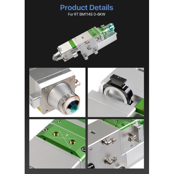 Auto Focus 6KW Laser Spare Parts Cutting Head Raytools BM114 For Fiber Machine