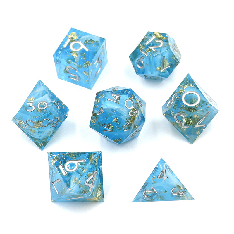 Custom Logo Liquid Core Resin Dice Set 14MM-20MM Polyhedral DND Dice for RPG Games