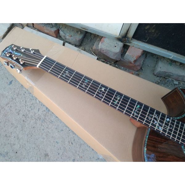 AAAA handmade all Solid ebony wood single cut guitar 14 frets imported wood armrest GA acoustic electric guitar