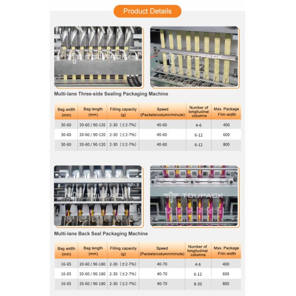 Автоматическая многолинейная 4-боковая уплотнительная мешочка белок порошок упаковки заполняющая машина мешок колаген порошок машина
