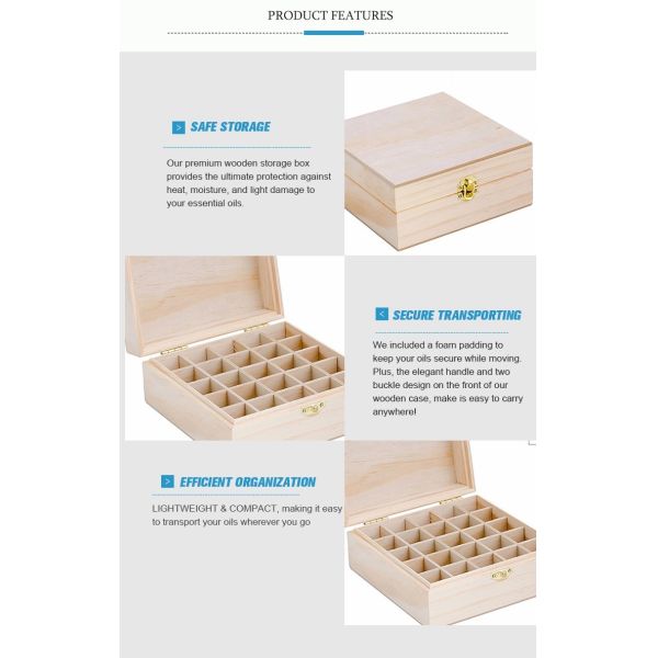 Customizable Multi-tray Large Essential Oils Storage Wooden Package Box with Dividers