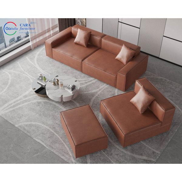 Customize Modern Combination Furniture Business Minimalist Style Living Room Villa Hotel Luxury Leather Sofa