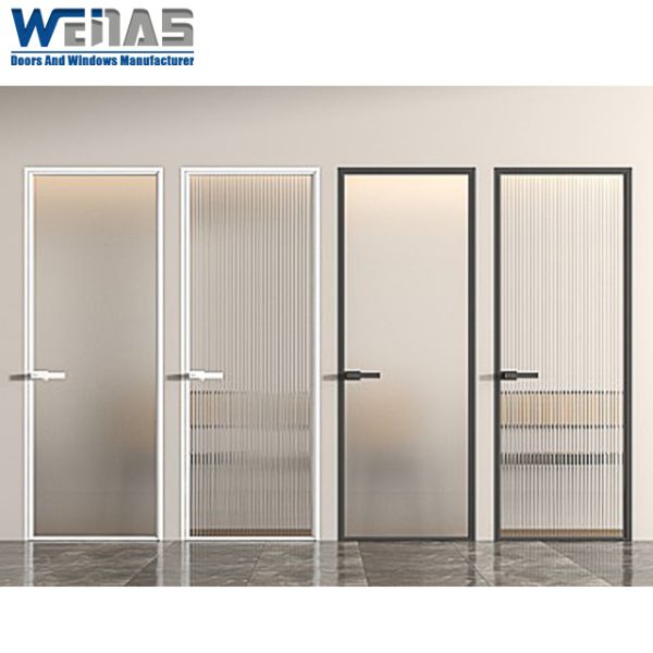 Customized Double Glass Art Glass Reeded Glass Bathroom Kitchen Casement Door
