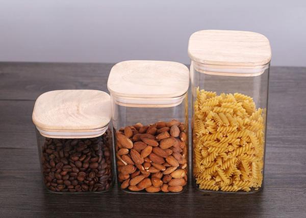 Borosilicate Empty Glass Jars Large Glass Food Storage Container With Airtight Bamboo Lids 1000ml