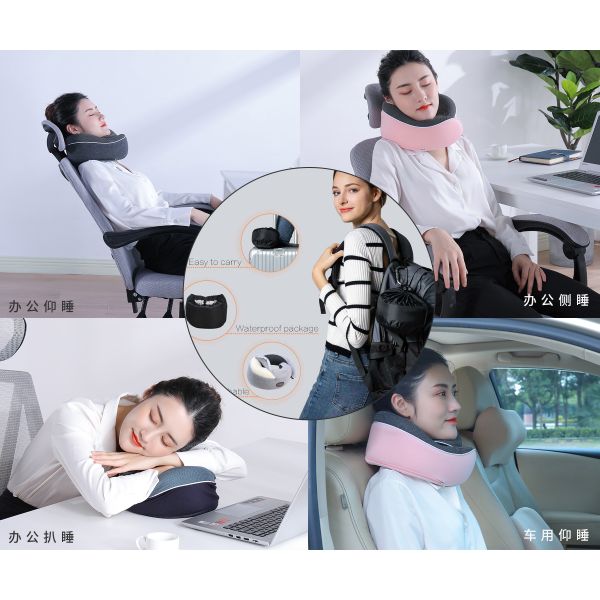 Customized Color U Shape Memory Foam Neck Pillow Soft Neck Support Travel Pillow Roll