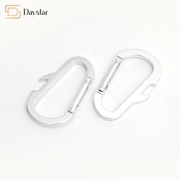Keychain Hiking Metal Accessories , D Shape Snap Buckle Metal Carabiner Clip