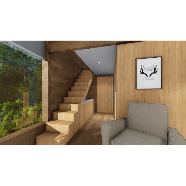 Luxury Prefab Loft House , Prefabricated Modular Homes Aluminum Structure Wooden Interior