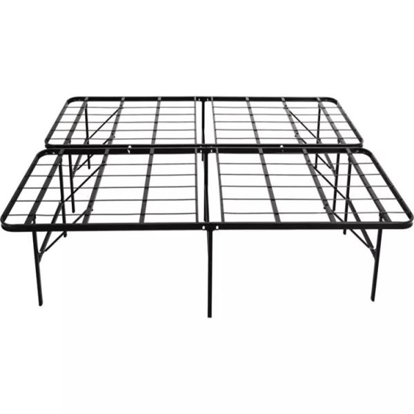 Queen Size Black Metal Double Folding Bed Frame with Storage Space Hotel Room Essential