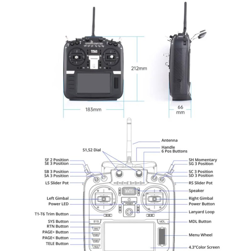 RadioMaster TX16S MKII V4.0 2.4G 16CH Hall Gimbal 4IN1 Multi-Protocol ELRSTransmitter Metal Remote Control FPV Drone SystemTX16S