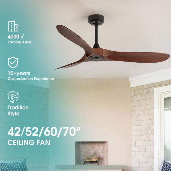 HFBH modèle 666 42 pouces noir blanc bois ABS lame ventilateur de plafond moderne