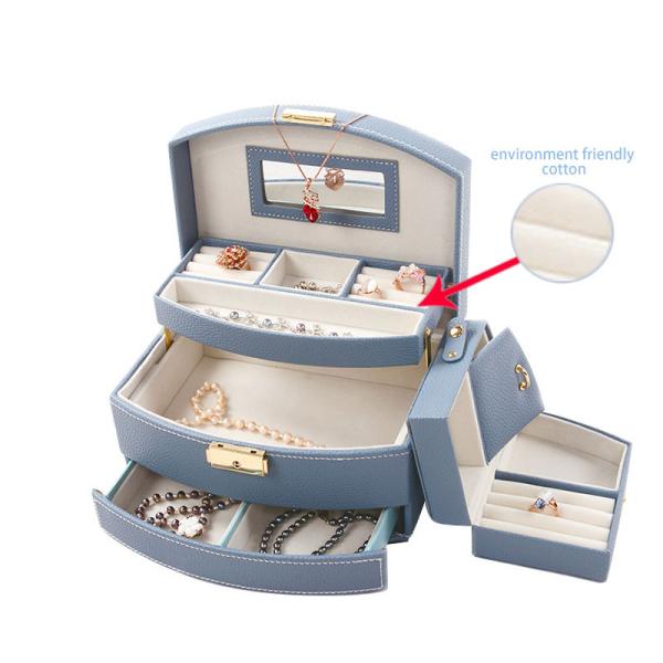 Colorful Leather Travel Jewellery Case , Portable Leather Gift Box With Drawer