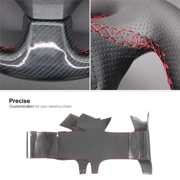 HONDA 3-Spoke Wheel Carbon Artificial Leather Steering Wheel Cover for S2000 Civic Si Acura RSX 2000-2009