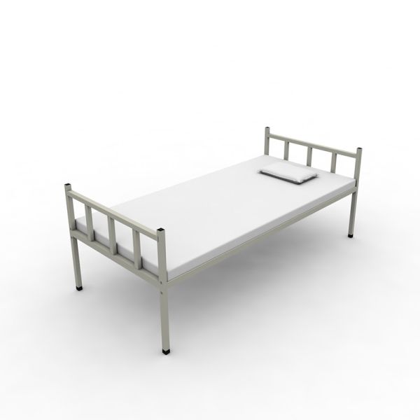 Easy Assemble Knock Down Waterproof Single Layer Gray Color Steel Bed
