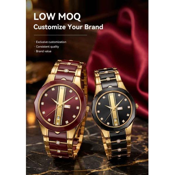 AuraCrest Duo Quartz Watch | Ceramic Couple Wholesale