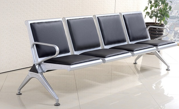 Современный металлический нержавеющая сталь кожаный стул в непрерывном ряду диван для общественного ожидания