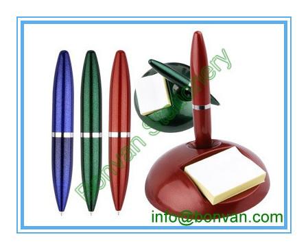stand ball point pen with stick note for gift use