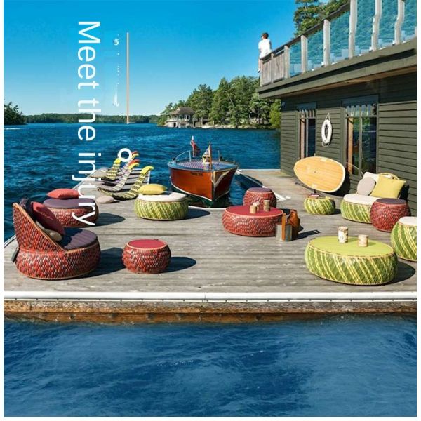 Nordic Simple Patio Courtyard PE Rattan Aluminum Sofa And Table Set