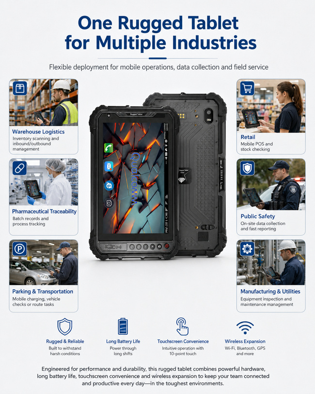RFID Rugged Tablet for Inventory Management 8 Inch Links Assets Data and Field Reports