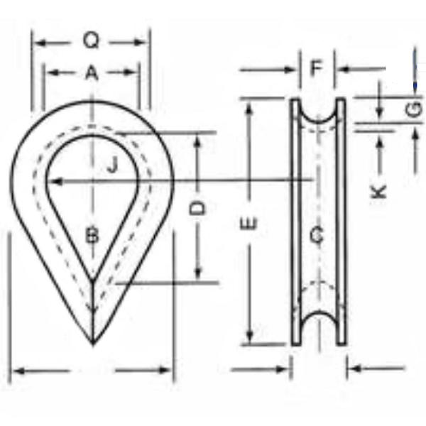 BS464 Wire Rope Thimble Ordinary Steel Cable Thimble  0.076 - 15kg / Pc