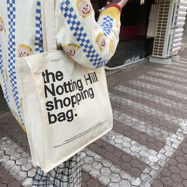 Custom Logo Printed Reusable Canvas Shopping Cotton Tote Bags with Interior Pocket