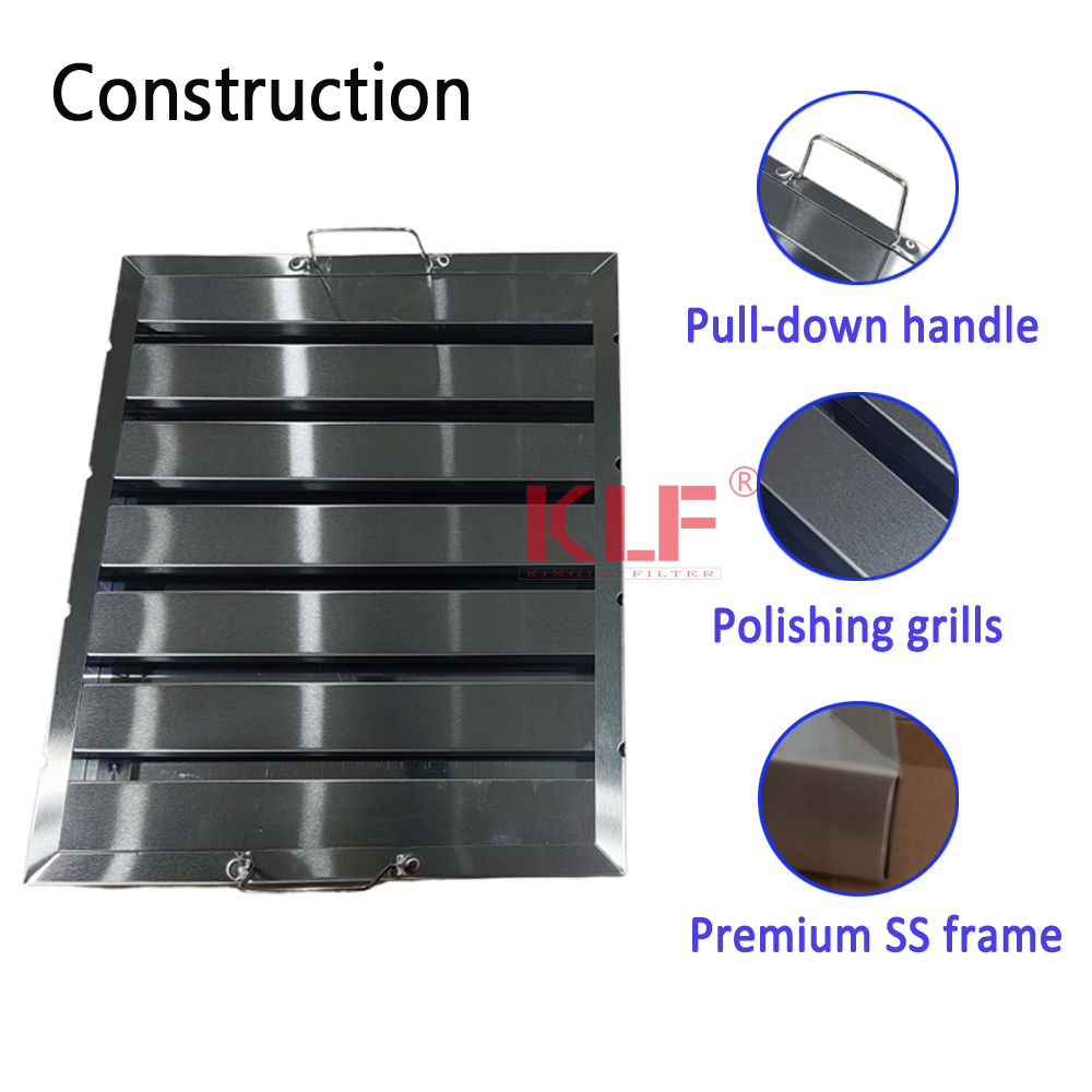 High-quality Commercial Exhaust Stainless Steel Rangehood Baffle Filters