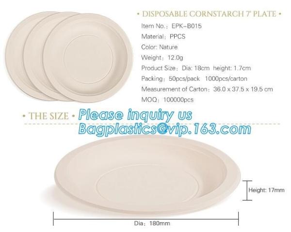 9inch Round White Dessert Bagasse Sugarcane Biodegradable Corn Starch Disposable Plate,Sugarcane Bagasse Plates bagease