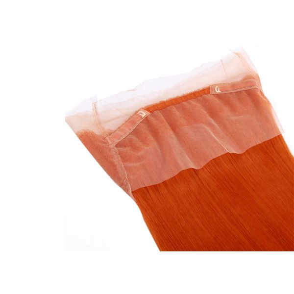 Smooth And Soft Human Hair Lace Closure Orange Color Medium Cap Size