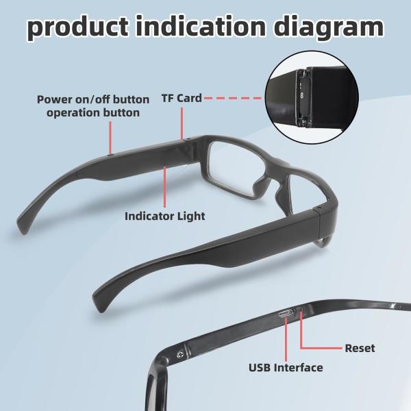 Personal Security Spycam Glasses Full HD 1080p Spy Eye Glasses Camera With Sound