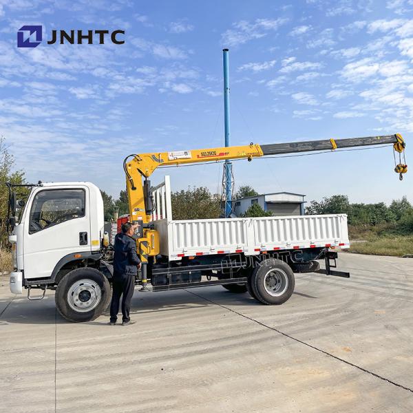 Caminhão de 6 toneladas 4x2 6 rodas Caminhão com guindaste de braço reto HOWO Caminhão de carga leve 3-8 toneladas