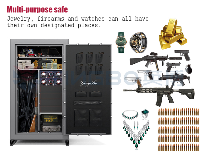 Gun Safe Fireproof Large Capacity Solid Steel Firearm Safe For Home Security With Jewelry Drawer