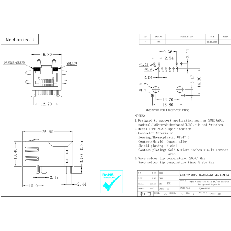 47F-121ADYD2NL Integrated Circuit Rj45 LPJ9026KONL DVI with Audio KVM Extender